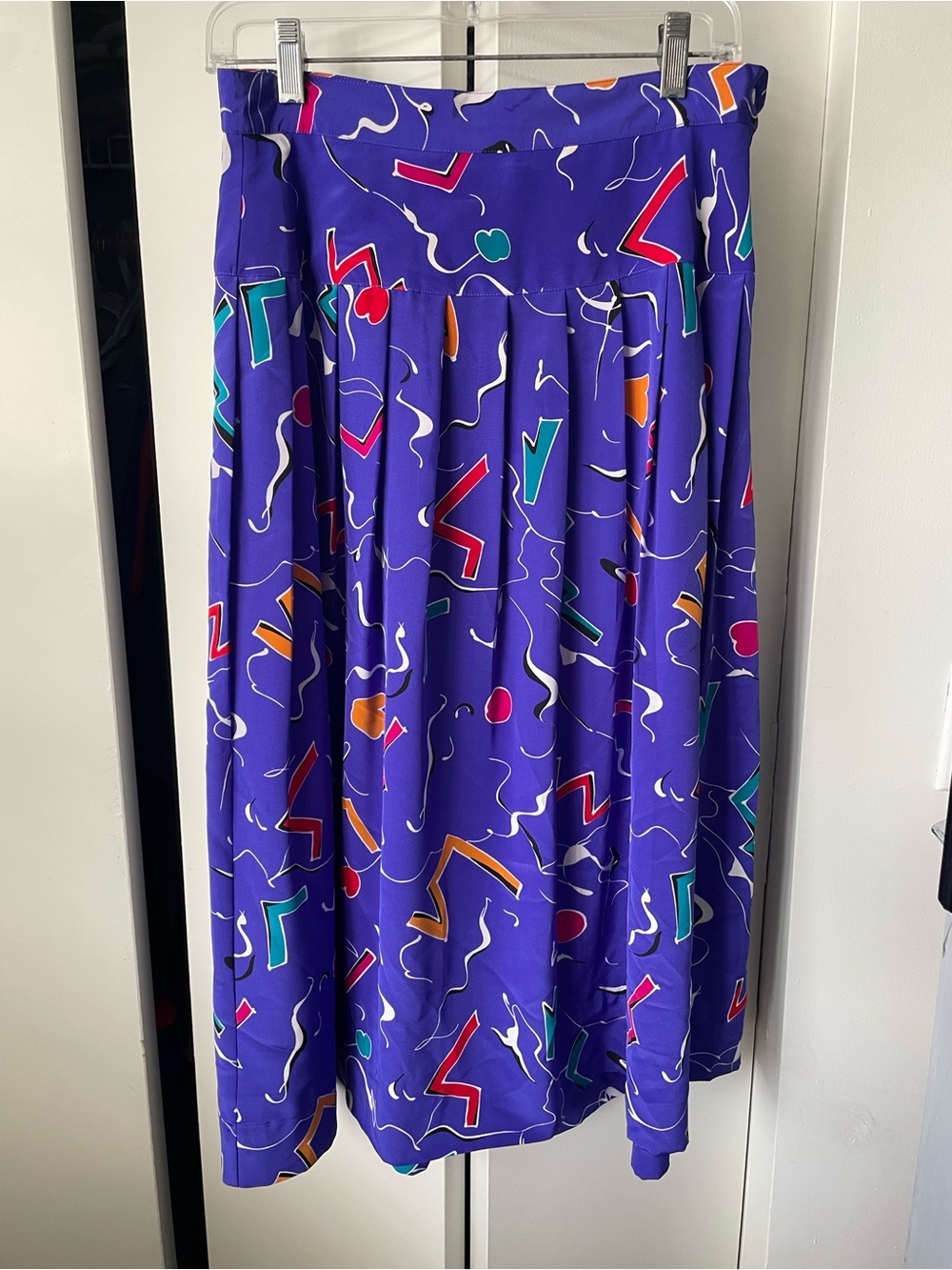 Purple Geometric Print Midi Skirt